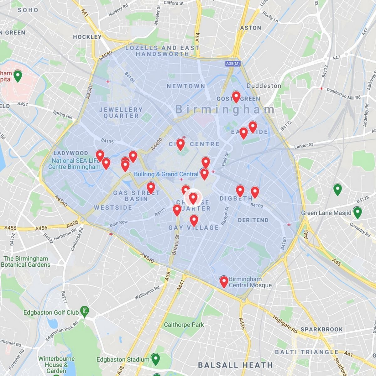 Birmingham Clean Air Zone Area Map   Birmingham Caz Map 