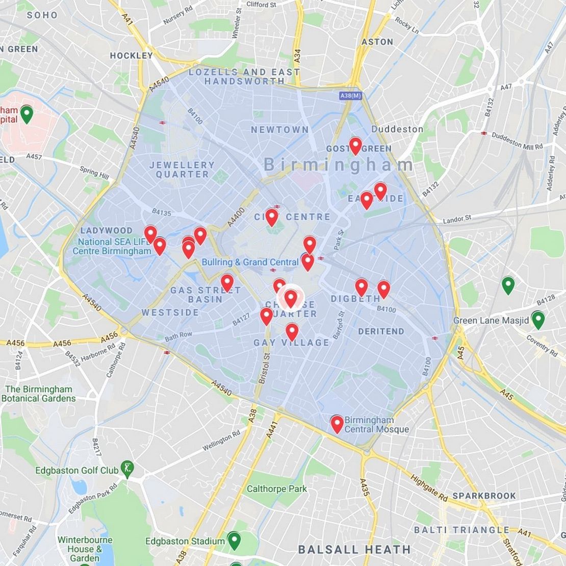 Birmingham Clean Air Zone Area Map