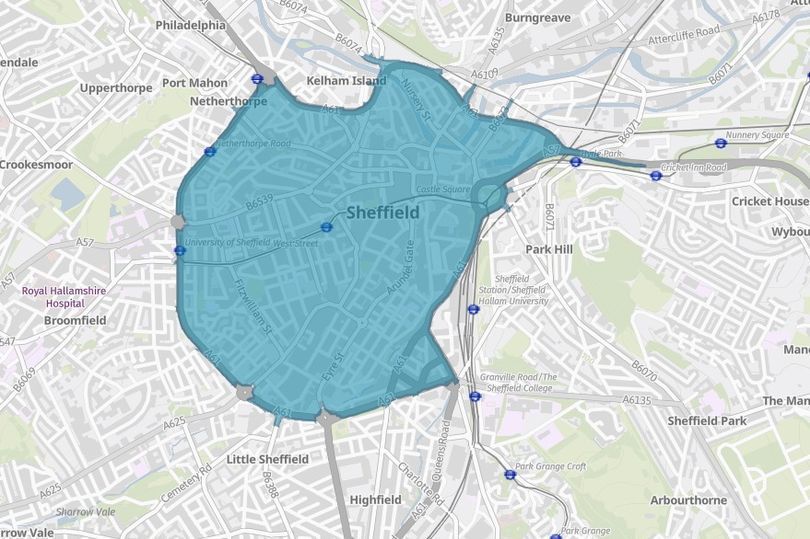 Sheffield Clean Air Zone map