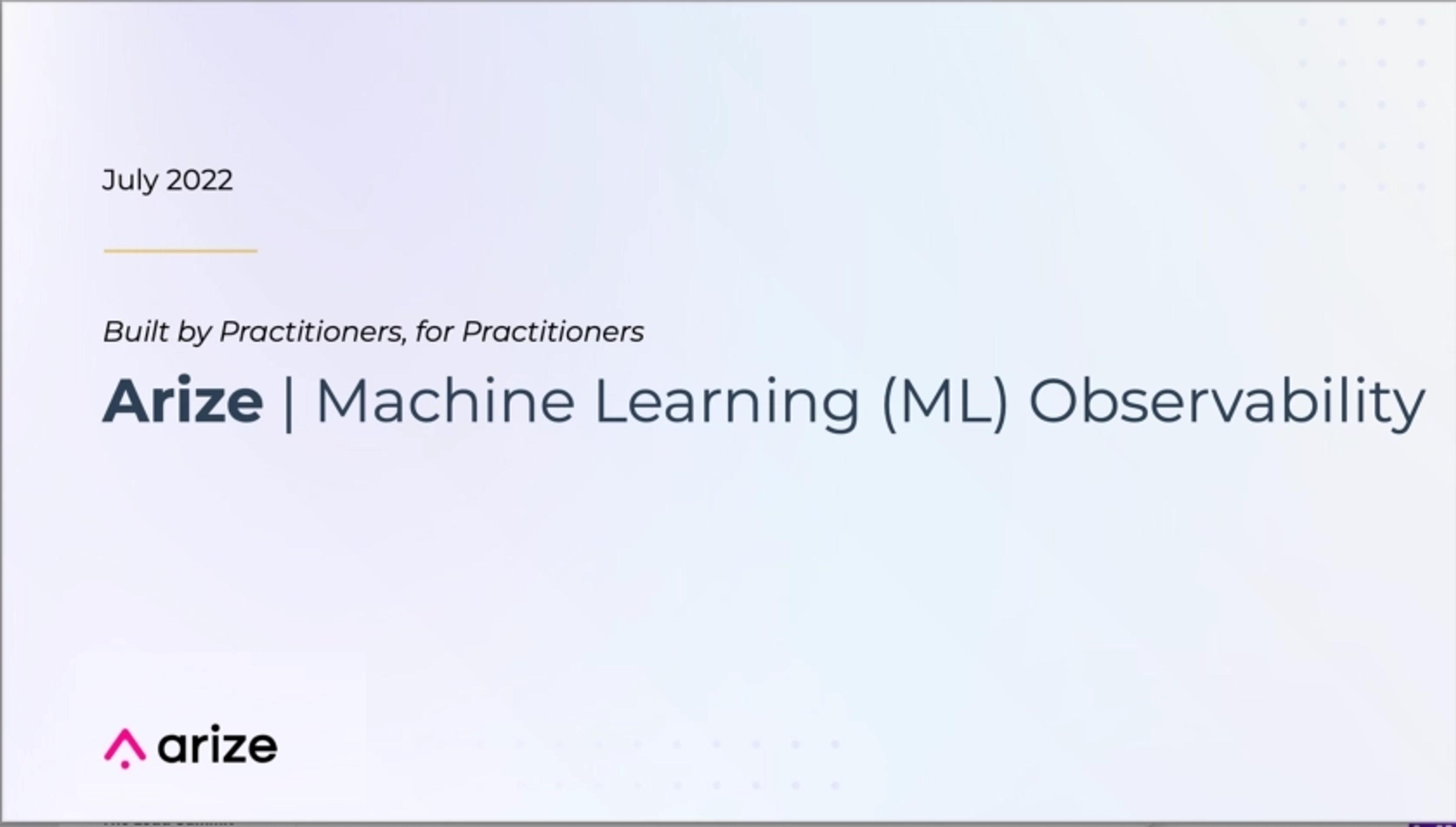 Arize Deck - Page #1 - Title Slide