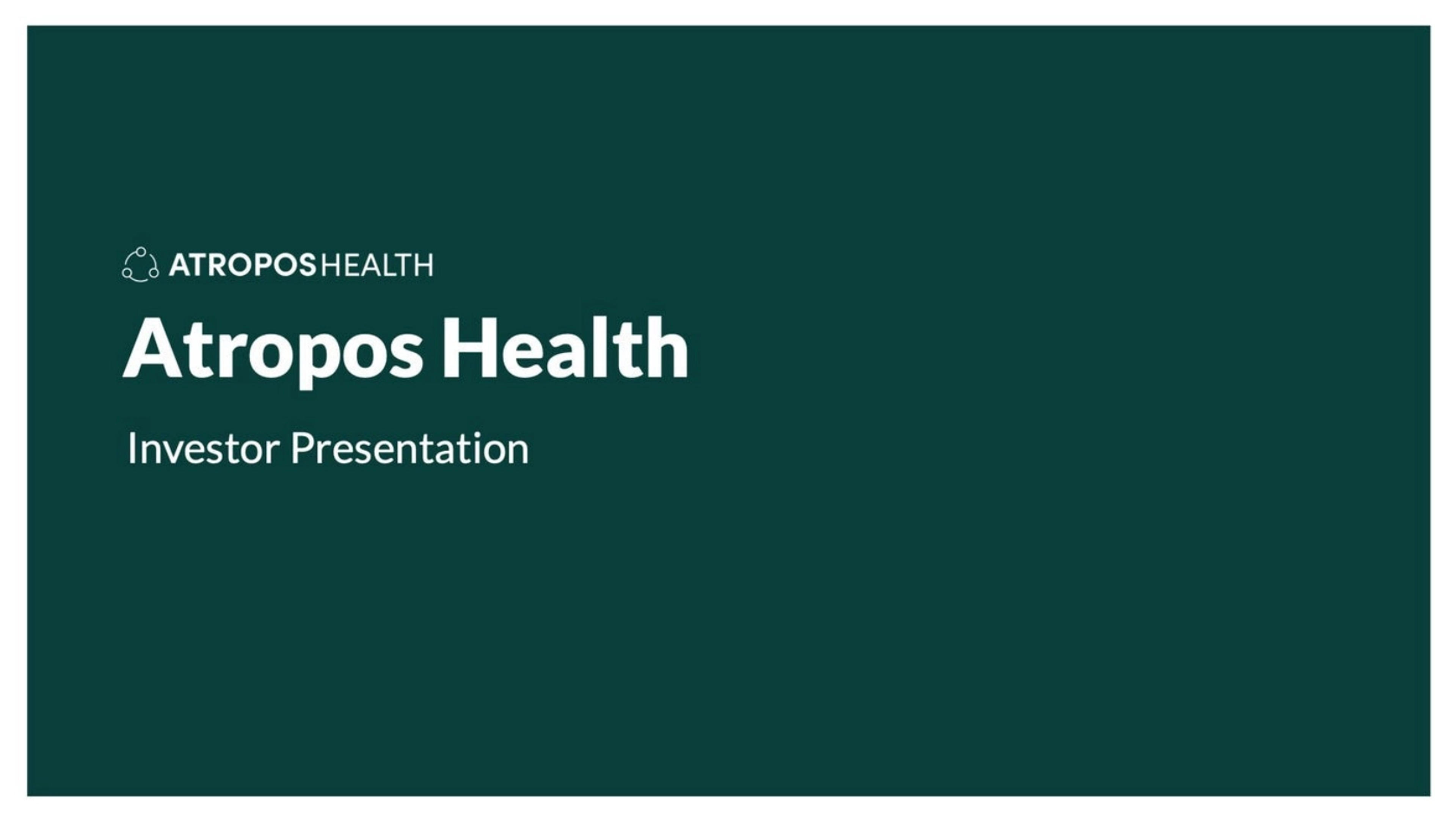 Atropos Health Deck - Page #1 - Title Slide