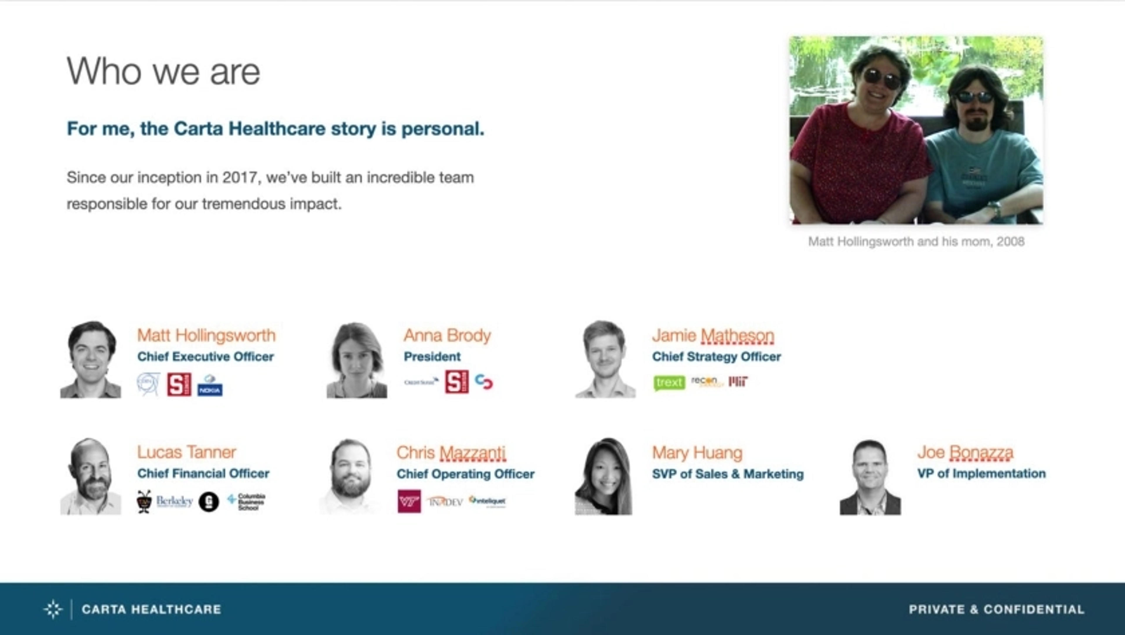 CartaHealth Deck - Page #3 - Team Slide
