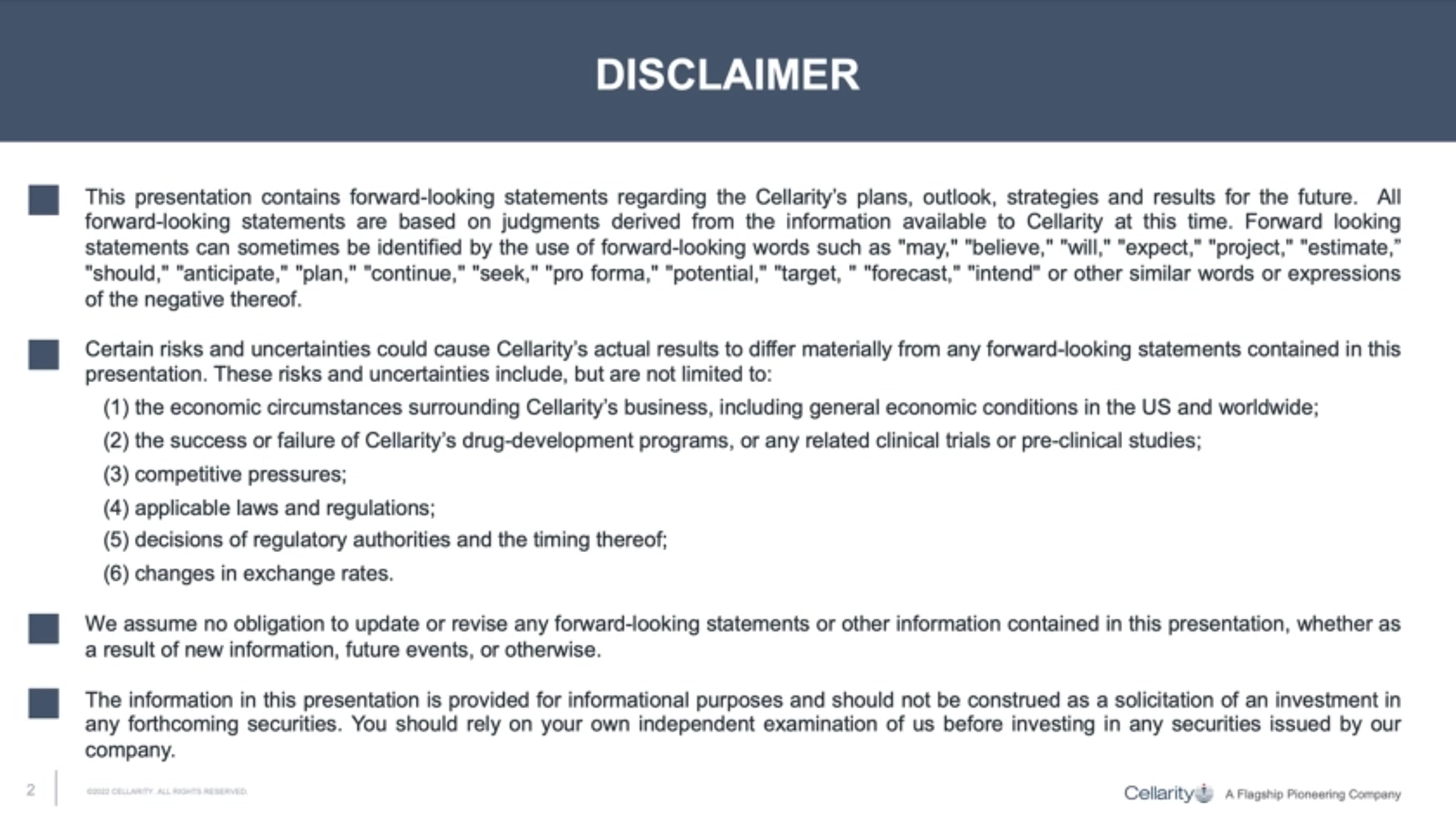 Cellarity Deck - Page #2 - Section Break Slide
