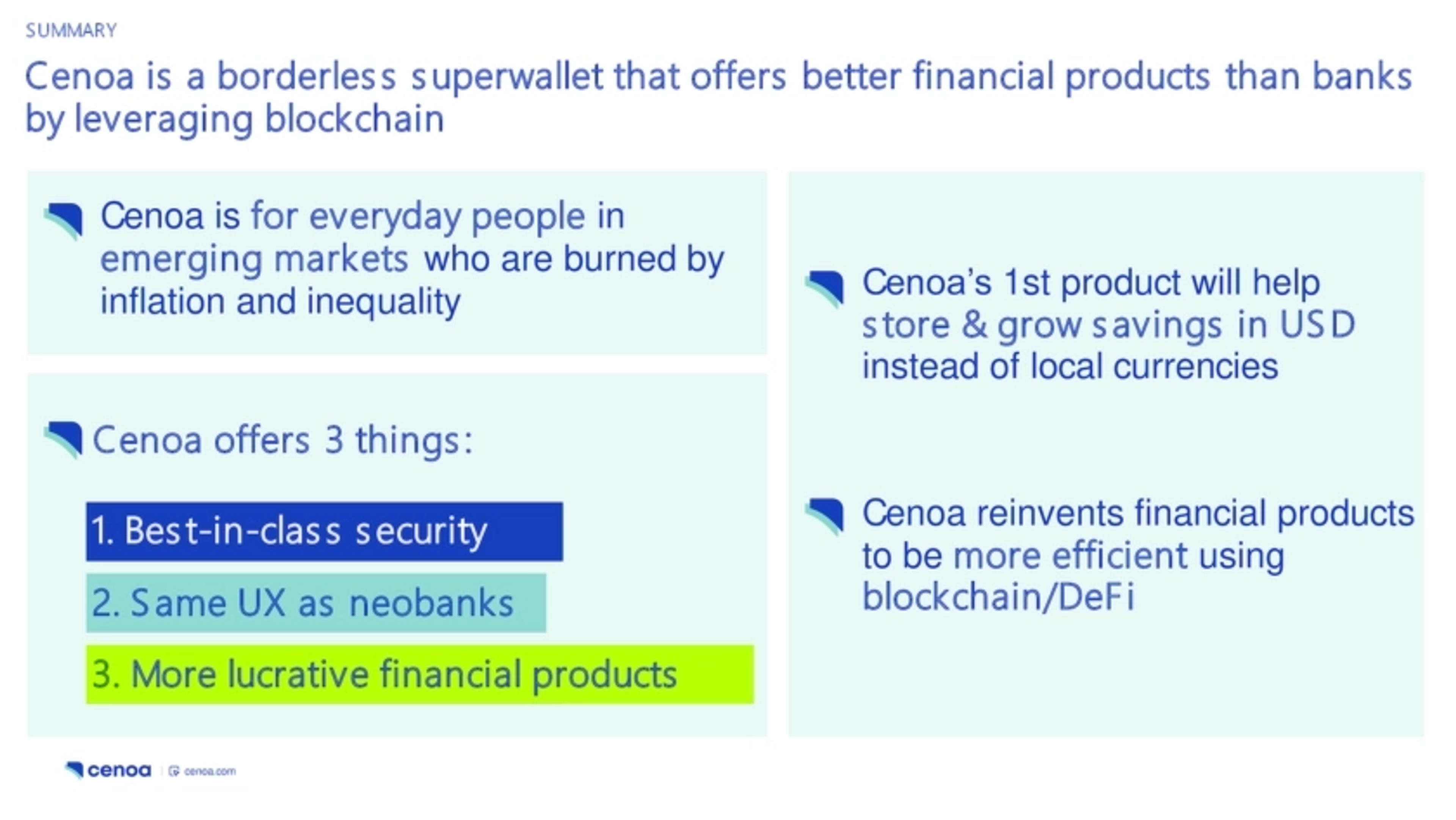 Cenoa Deck - Page #2 - Solution Slide