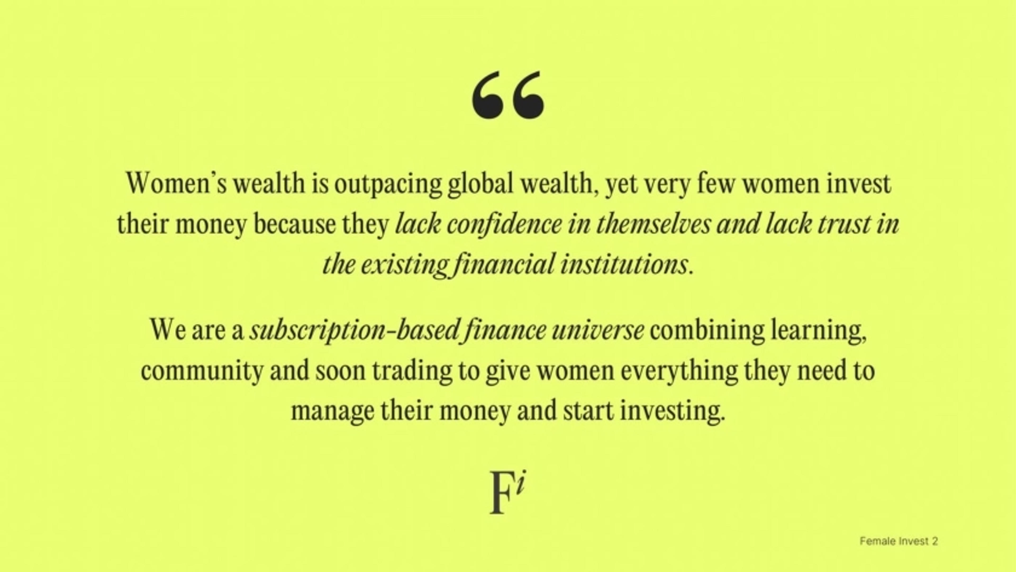 FemaleInvest Deck - Page #2 - Problem Slide