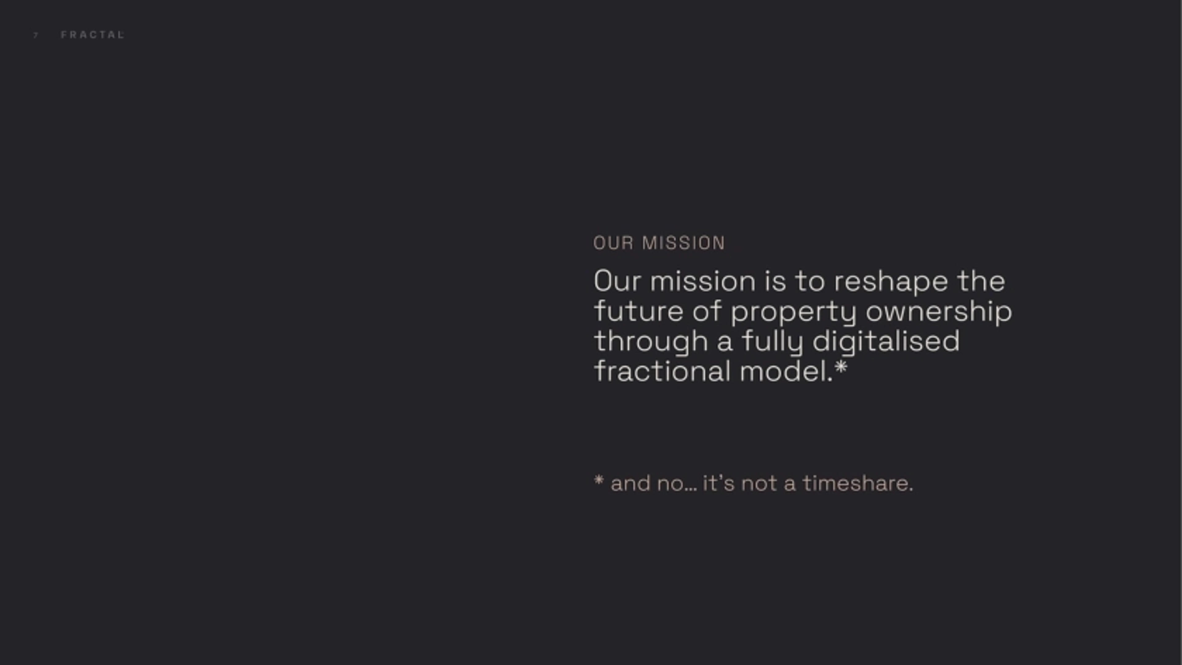 Fractal Homes Deck - Page #7 - Mission-Vision Slide