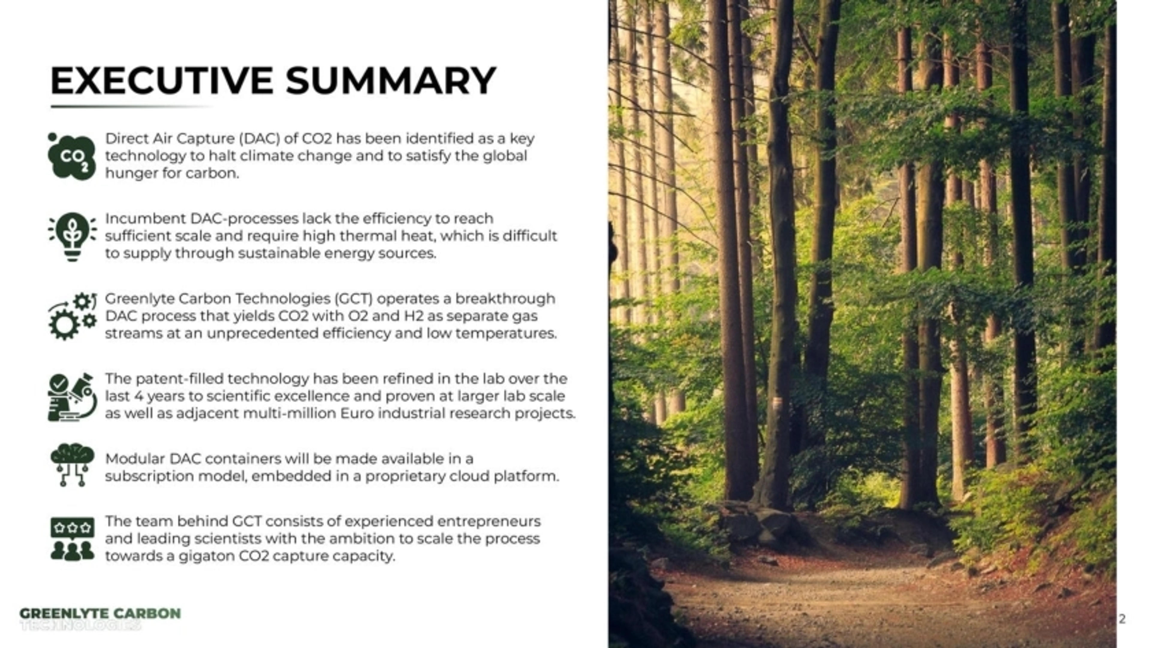 Greenlyte Deck - Page #2 - Executive Summary Slide