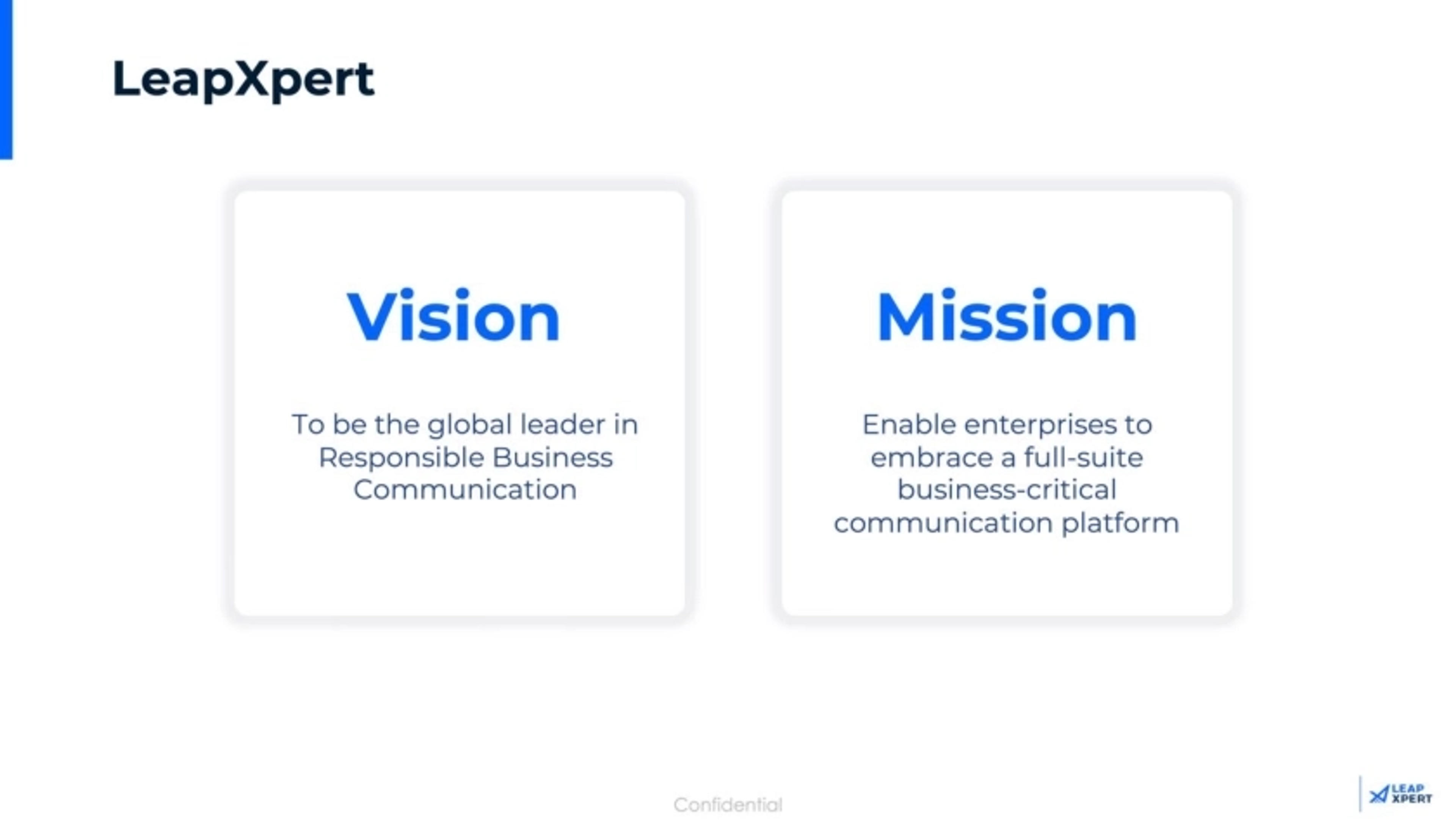 LeapXpert Deck - Page #2 - Mission-Vision Slide