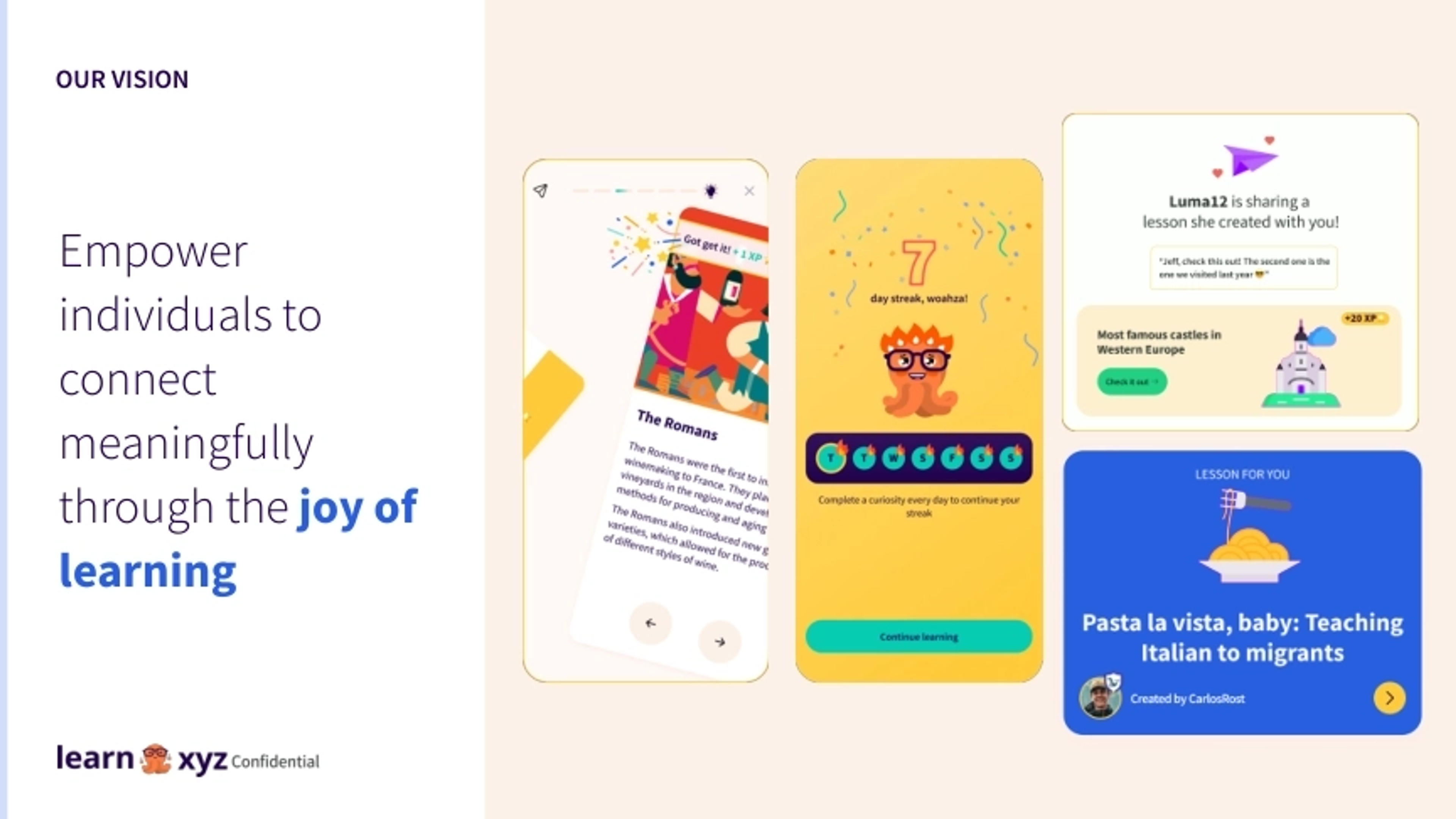 LearnXYZ Deck - Page #3 - Mission-Vision Slide