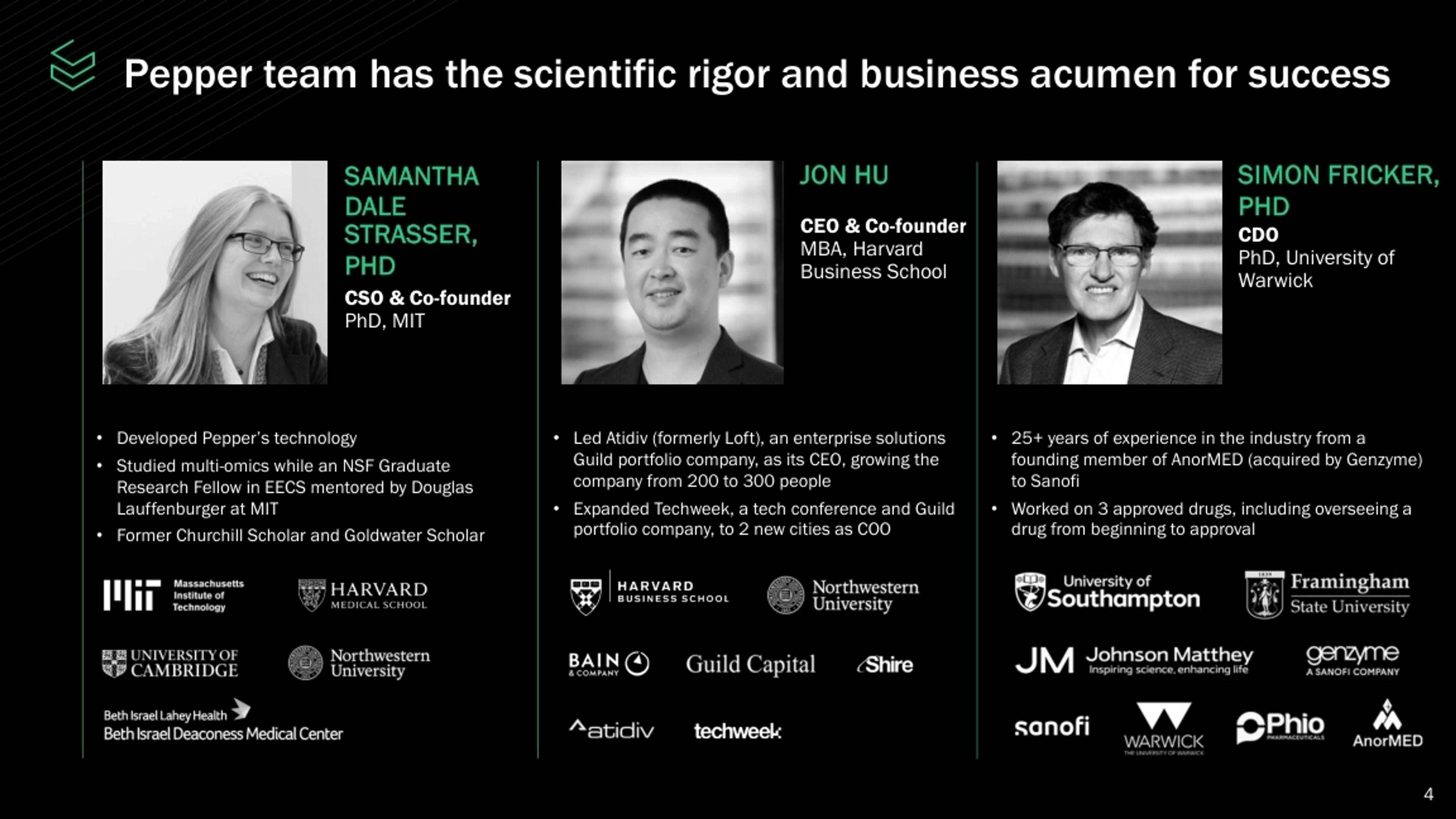 Pepper Bio Deck - Page #4 - Team Slide