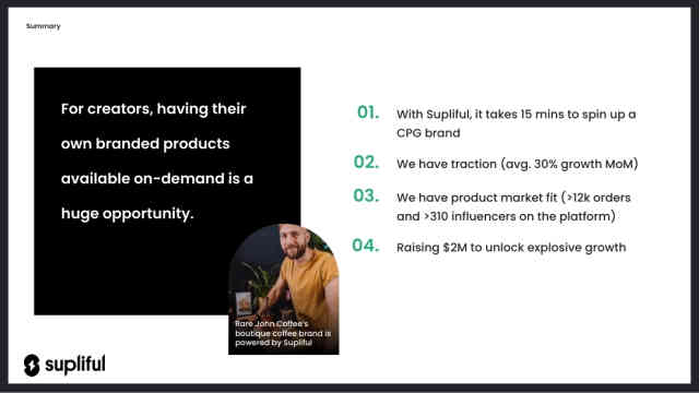 Supliful Deck - Page #3 - Executive Summary Slide