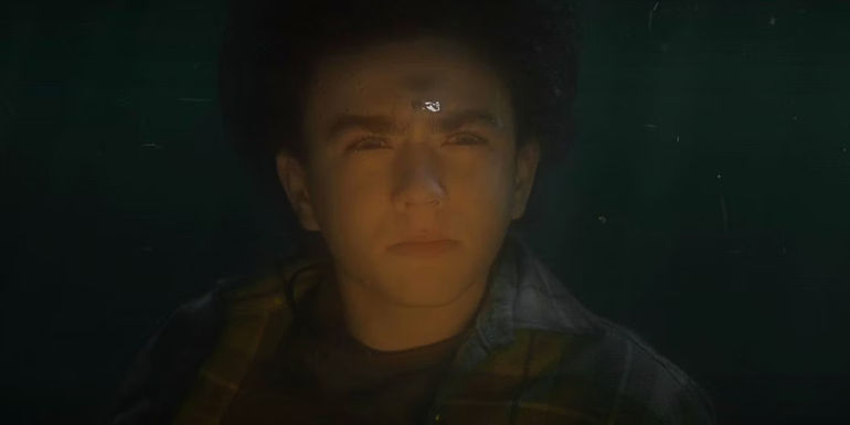 Percy squinting underwater in Percy Jackson episode 6's ending