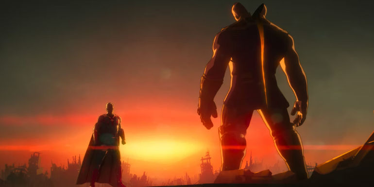 Thanos being sliced in half by Ultron in What If...? season 1