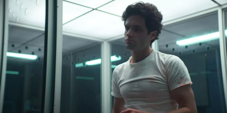 Joe Goldberg standing in front of his cage in You