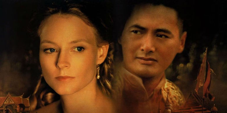 Anna (Jodie Foster) and King Mongkut (Chow Yun-Fat) in a cropped image of a poster for Anna and the King