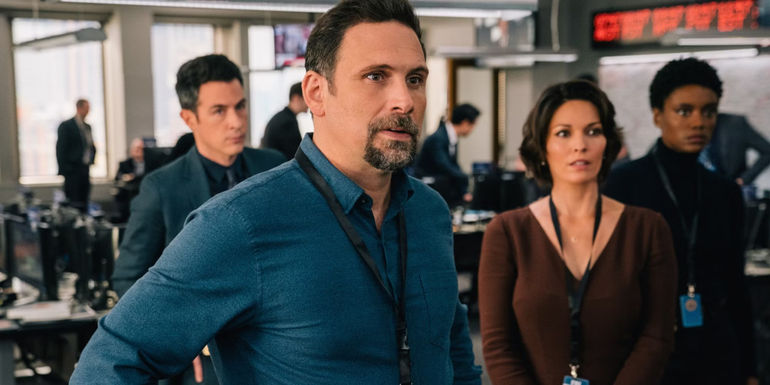 Jubal Valentine and others looking worried in an office in FBI