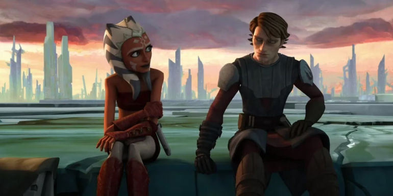 Ahsoka Tano and Anakin Skywalker in The Clone Wars movie.