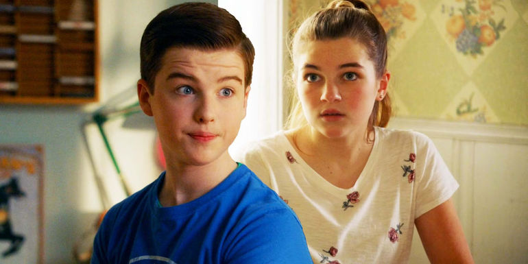 Iain Armitage as Sheldon Cooper and Raegan Revord as Missy Cooper in Young Sheldon Season 06