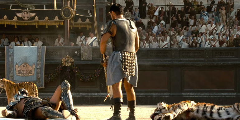 Maximus in Gladiator tiger scene