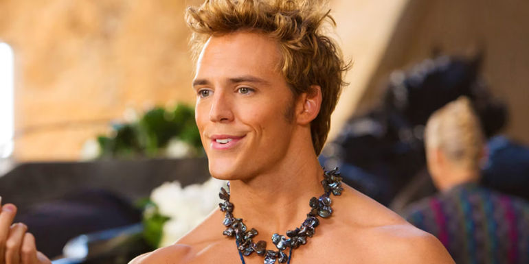 Sam Claflin shirtless as Finnick in The Hunger Games Catching Fire