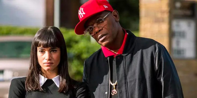Samuel L Jackson and Sofia Boutella as Richmond Valentine and Gazelle in Kingsman: The Secret Service