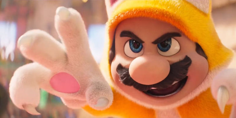 Mario wearing cat costume in The Super Mario Bros. Movie