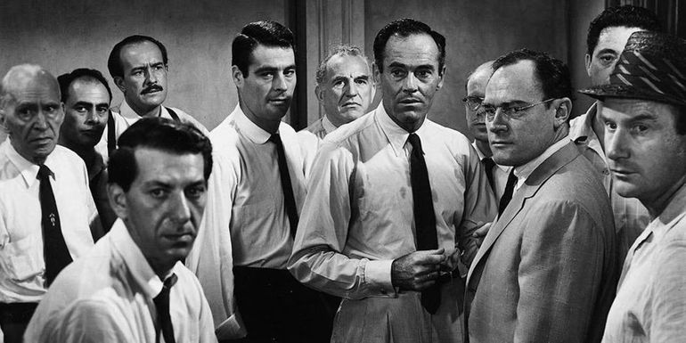 The cast gathered together in 12 Angry Men