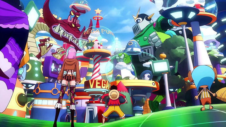 Luffy and the others see the holograms in One Piece episode 1091 (Image via Toei Animation)