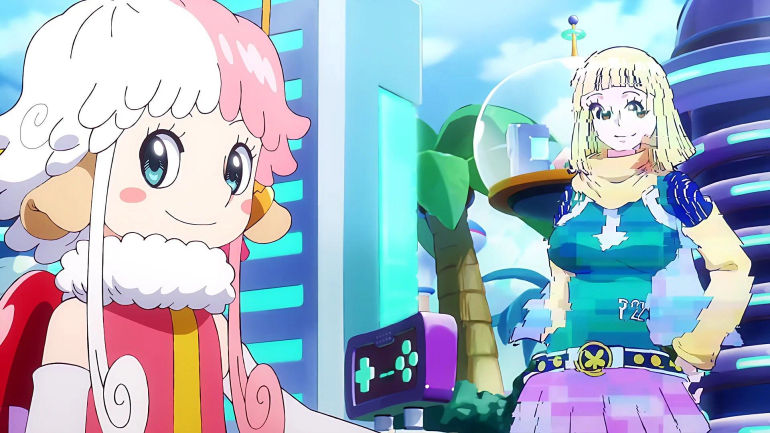 Atlas interacting with one of the holograms in One Piece episode 1091 (Image via Toei Animation)