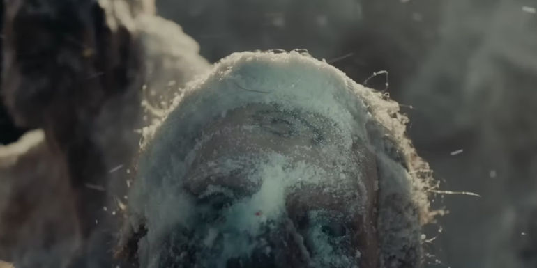 Crooked spiral on a Tsalal researcher's forehead in True Detective Night Country