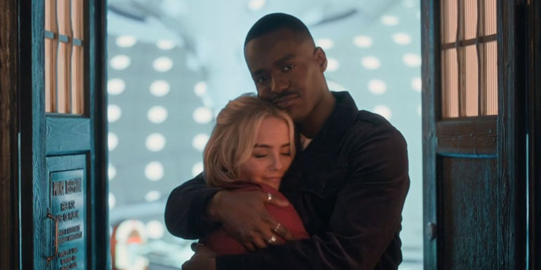 Ncuti Gatwa and Millie Gibson as The Fifteenth Doctor and Ruby Sunday hugging each other in Doctor Who Season 14