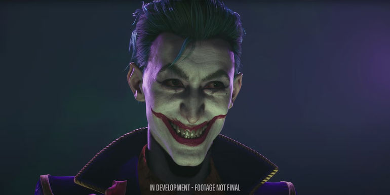 Suicide Squad Kill the Justice League Joker smiling close-up