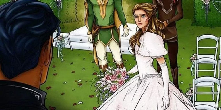 Wedding scene in A Court fo Thorns and Roses coloring book