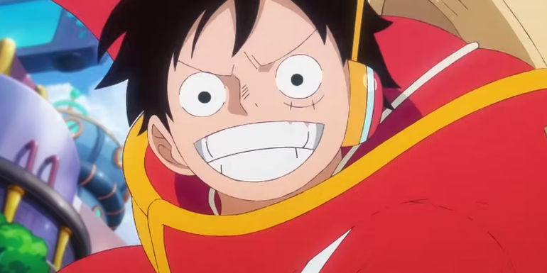 Luffy smiles on Egghead Island in One Piece