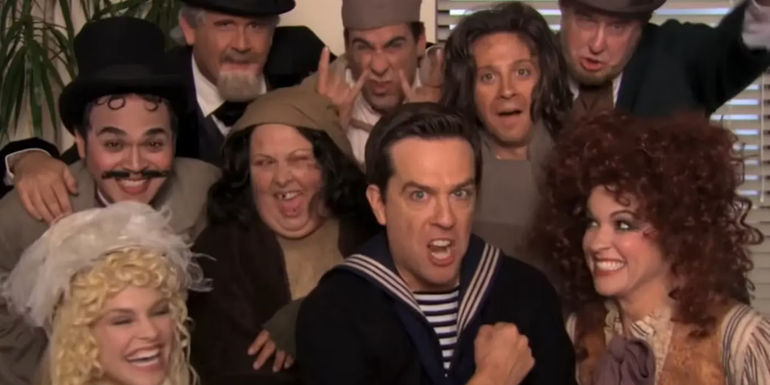 Andy and the cast of his play in The Office