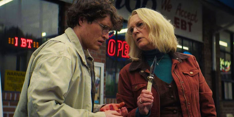 Halloween Ends Corey and Laurie with knife