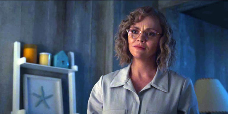 Misty (Christina Ricci) looking at someone offscreen in Yellowjackets.