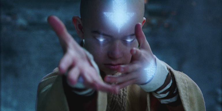 Aang air bending in The Last Airbender movie