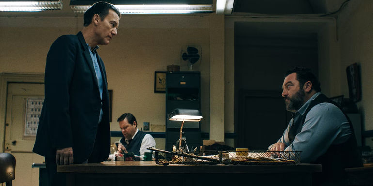 Clive Owen and Denis Ménochet in Monsieur Spade