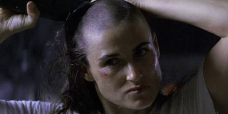 Demi Moore shaving her head in GI Jane