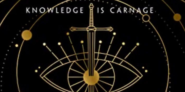 A sword going through an eye on the cover of The Atlas Six.