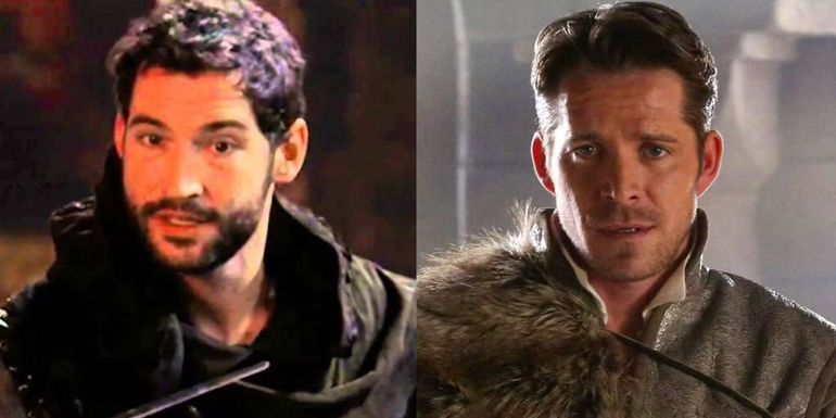 Tom Ellis and Sean Maguire as Robin Hood in Once Upon a Time