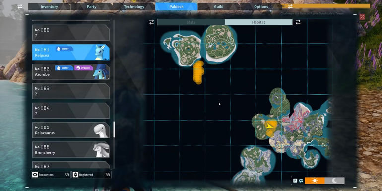 Palworld: Kelpsea spawn locations on the map
