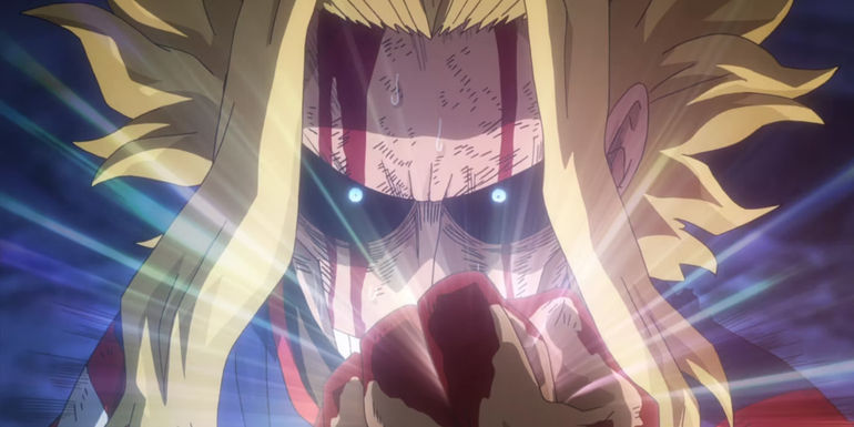 My Hero Academia: a bloodied All Might.
