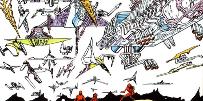 The Nagai fleet over Kinooine in Star Wars Legends.