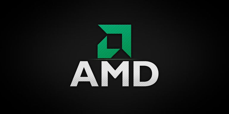 The AMD logo on a black background.
