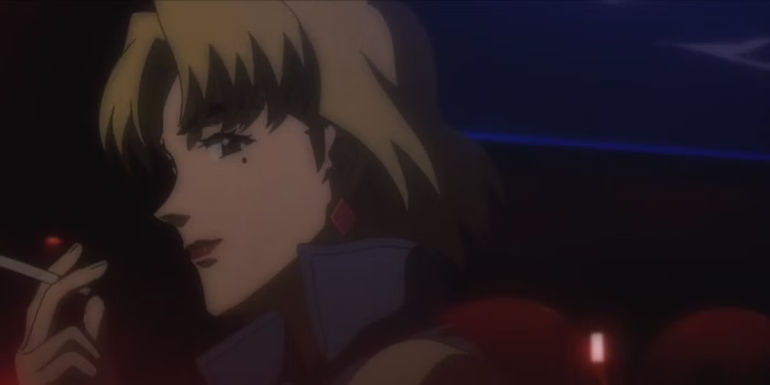 Neon Genesis Evangelion Ritsuko Akagi smoking a cigarette
