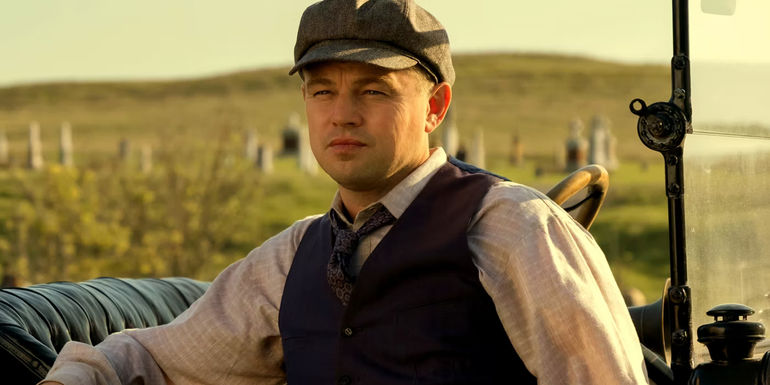 Leonardo DiCaprio Leaning Against His Car in Killers of the Flower Moon