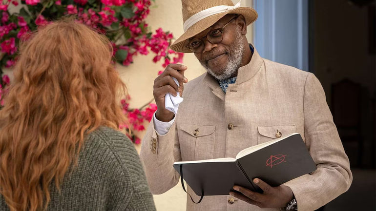 samuel l. jackson talking to bryce dallas howard in argylle