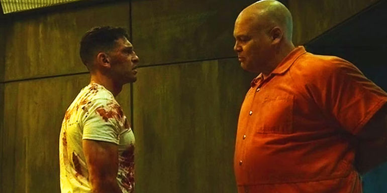 The Punisher facing Wilson Fisk in Daredevil season 2
